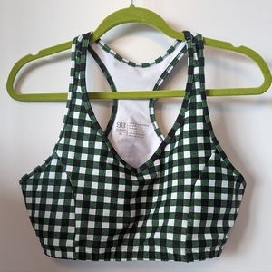 Albion XL green & white plaid sports bra